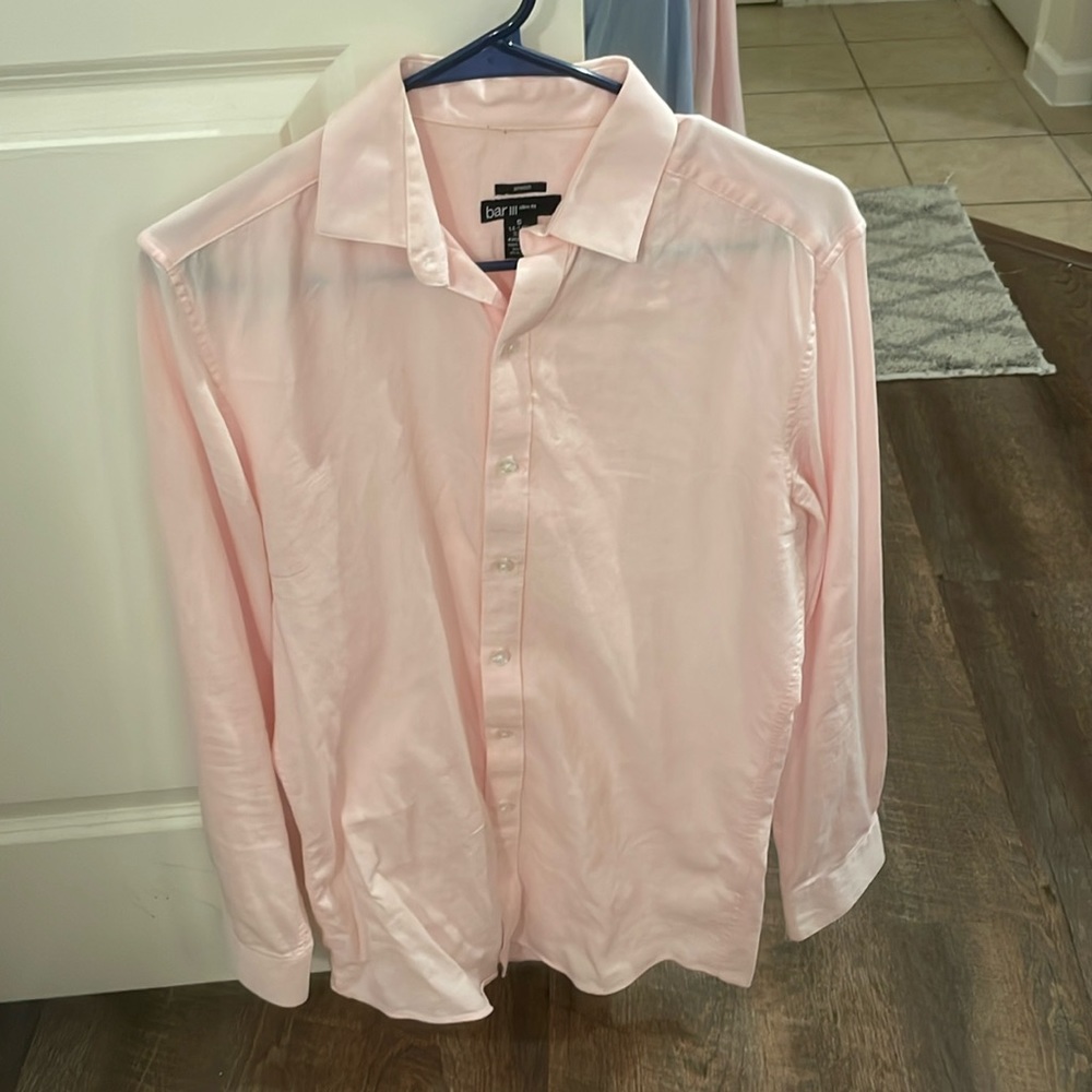 Bar III Slim Fit Pink Dress Shirt